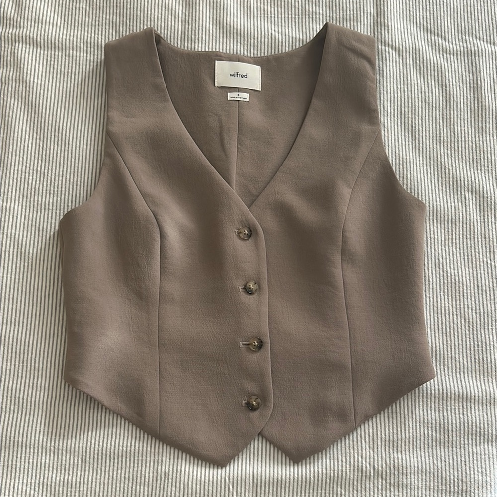 Aritzia Wilfred Pacino Vest - Nomad Taupe